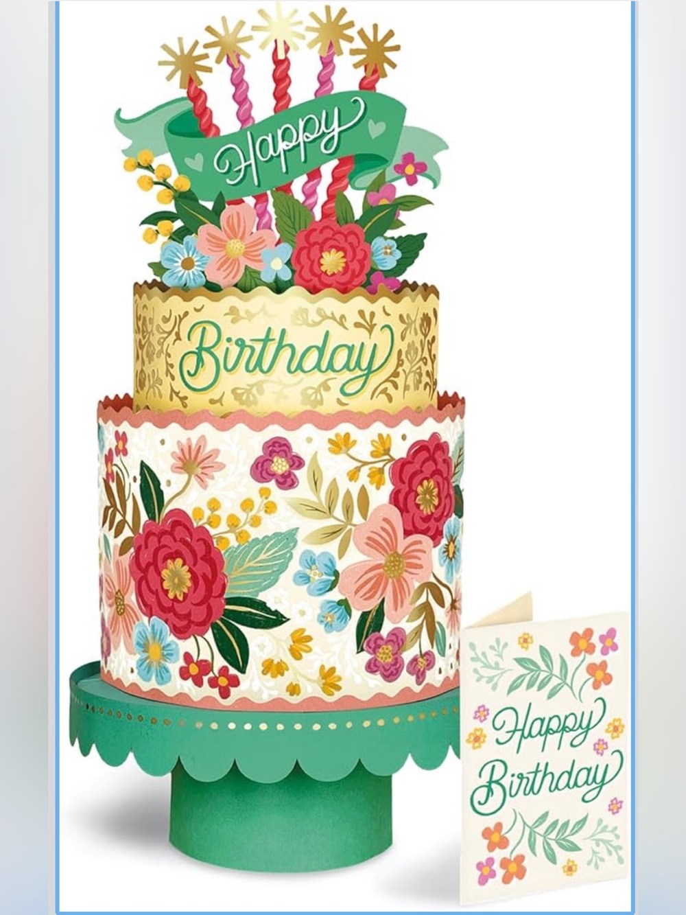 Happy Birthday Freshcut Paper Blooming Birthday Cake 12" Pop Up Card